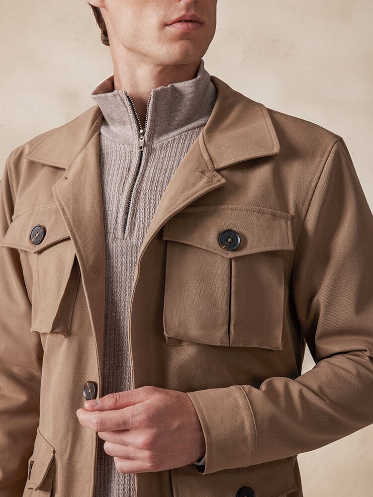 Vintage Cargo Trench Jacket with Belt - Image 6
