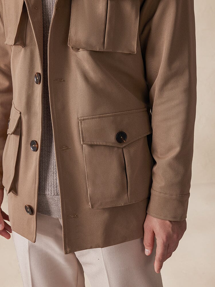 Vintage Cargo Trench Jacket with Belt - Image 7