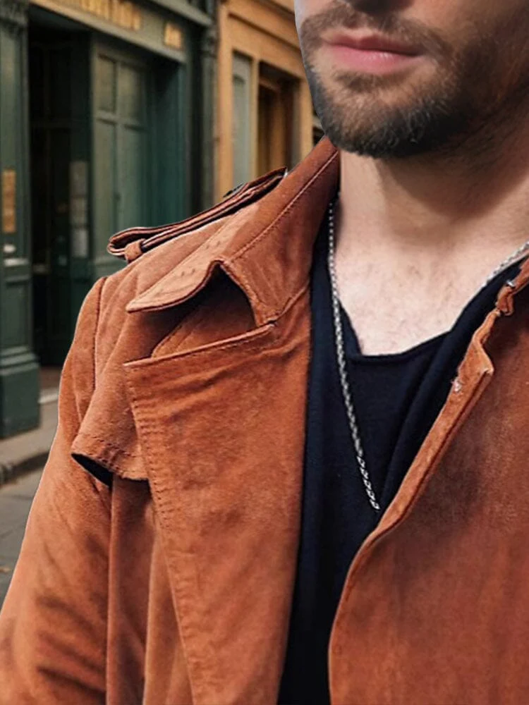 Vintage Comfy Suede Trench Coat - Image 2