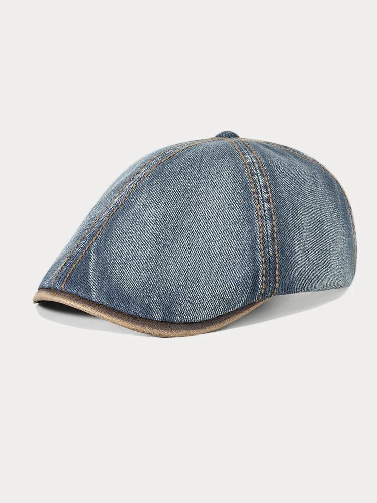 Vintage Cotton Denim Beret Hat - Image 2