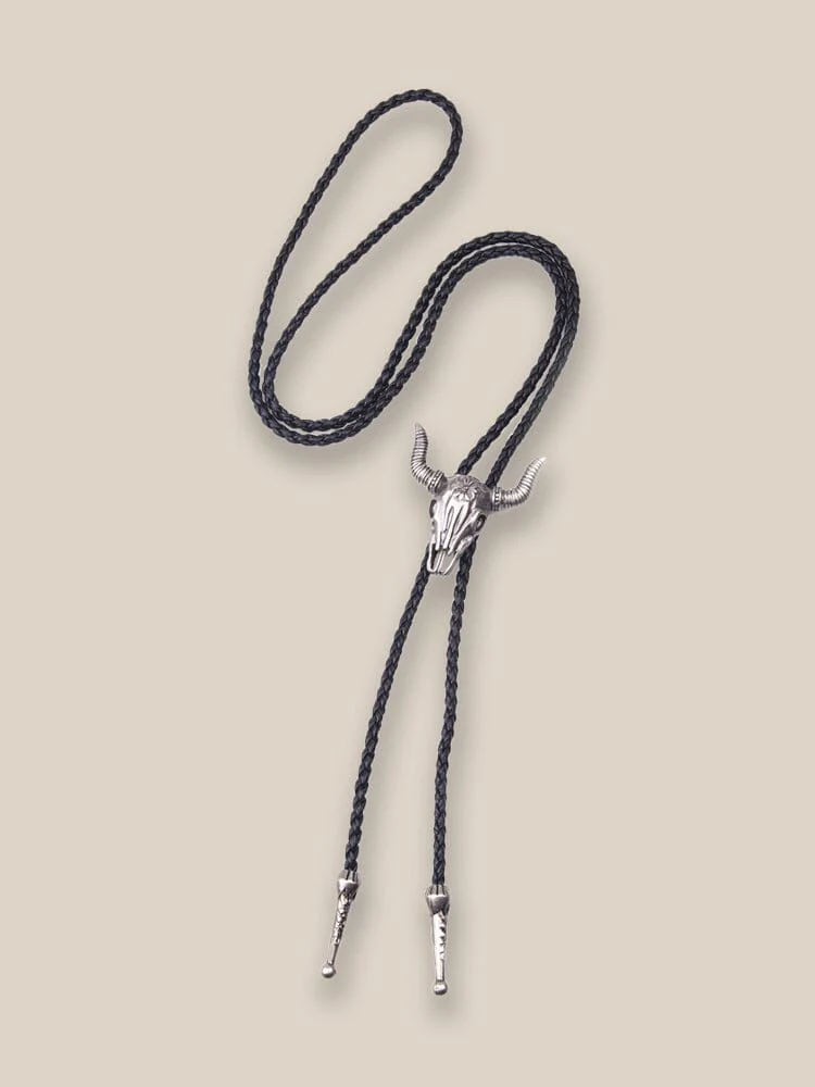 Vintage Cow Skull Bolo Tie Necklace - Image 2