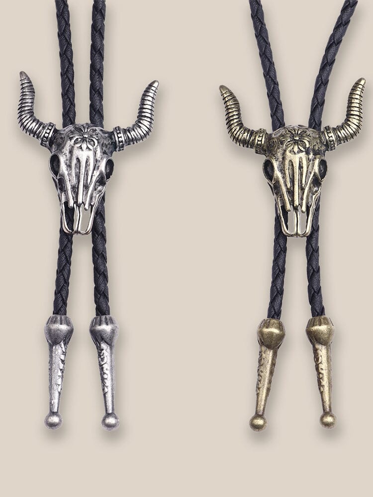 Vintage Cow Skull Bolo Tie Necklace - Image 3
