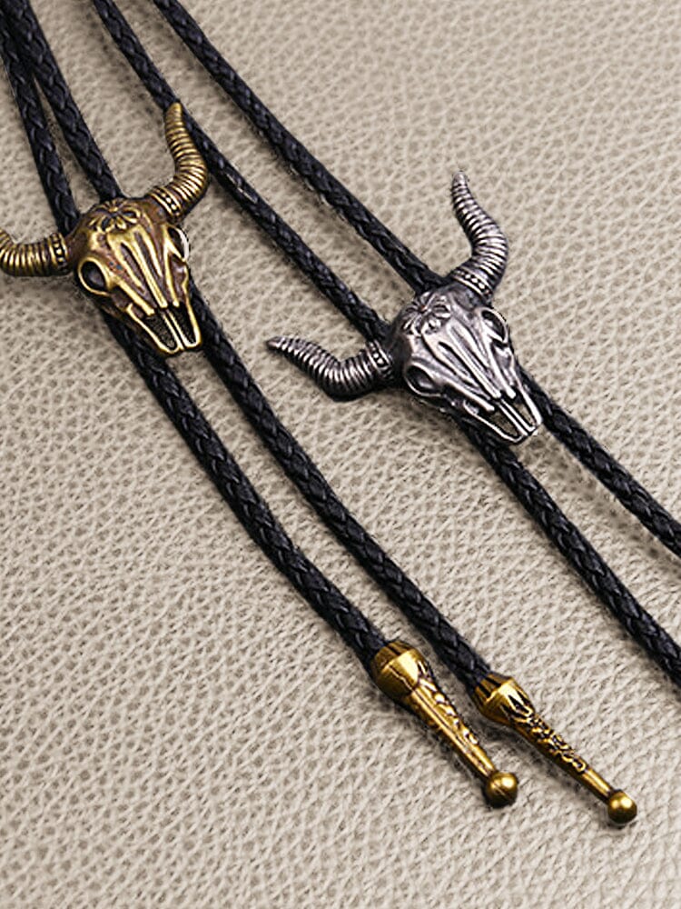Vintage Cow Skull Bolo Tie Necklace - Image 5