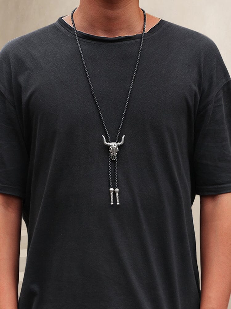 Vintage Cow Skull Bolo Tie Necklace - Image 8