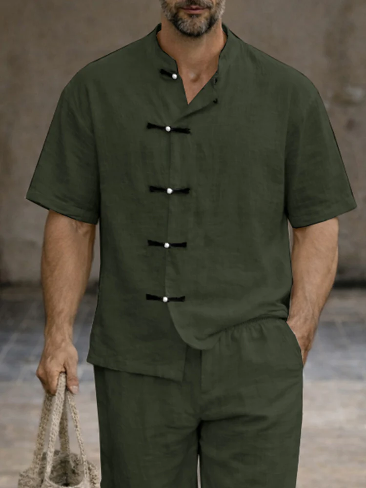 Vintage Frog Button Washed Cotton Shirt Set - Image 3