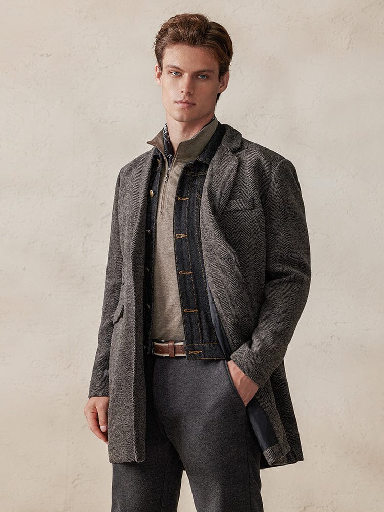 Vintage Herringbone Tweed Coat - Image 2