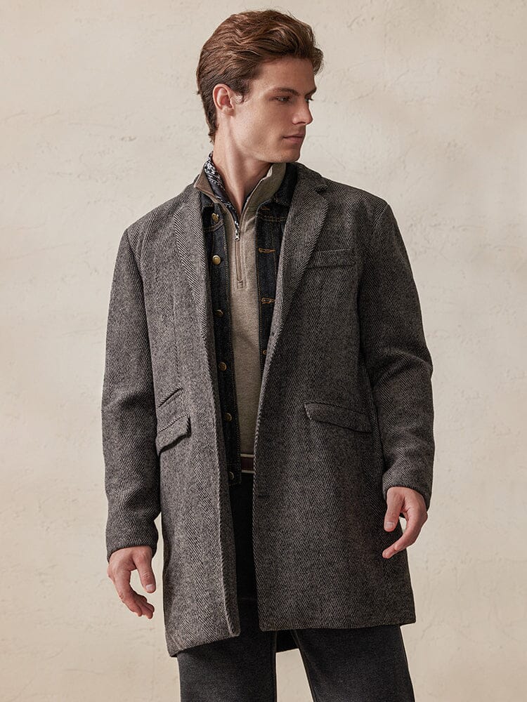 Vintage Herringbone Tweed Coat - Image 4
