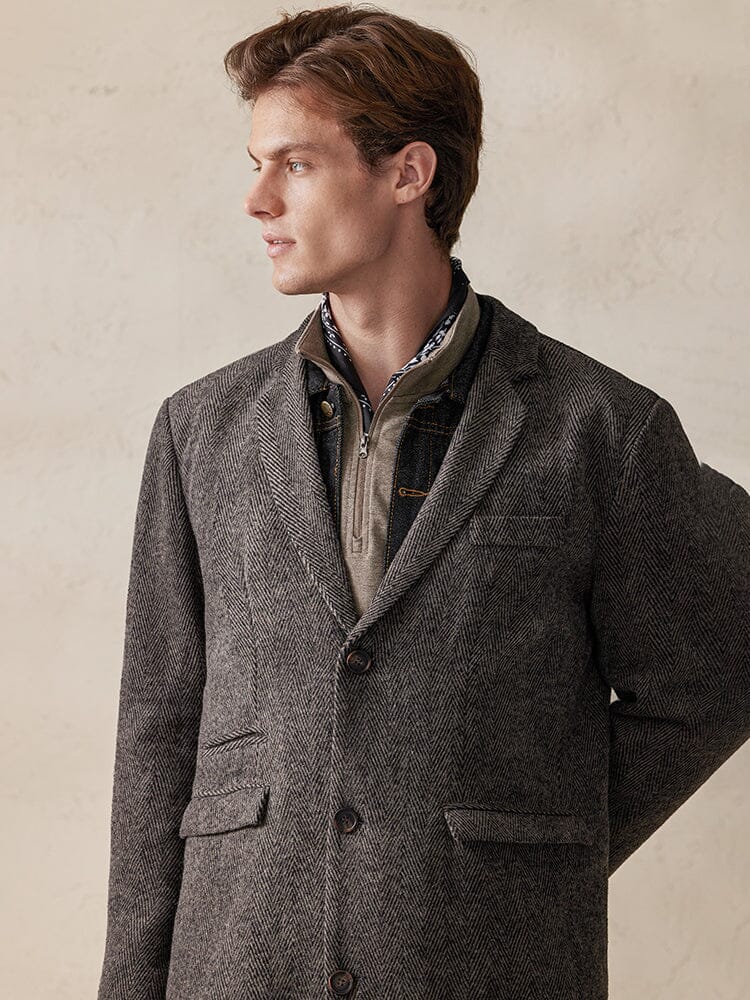 Vintage Herringbone Tweed Coat - Image 8