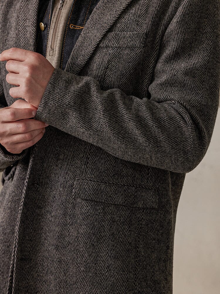 Vintage Herringbone Tweed Coat - Image 9