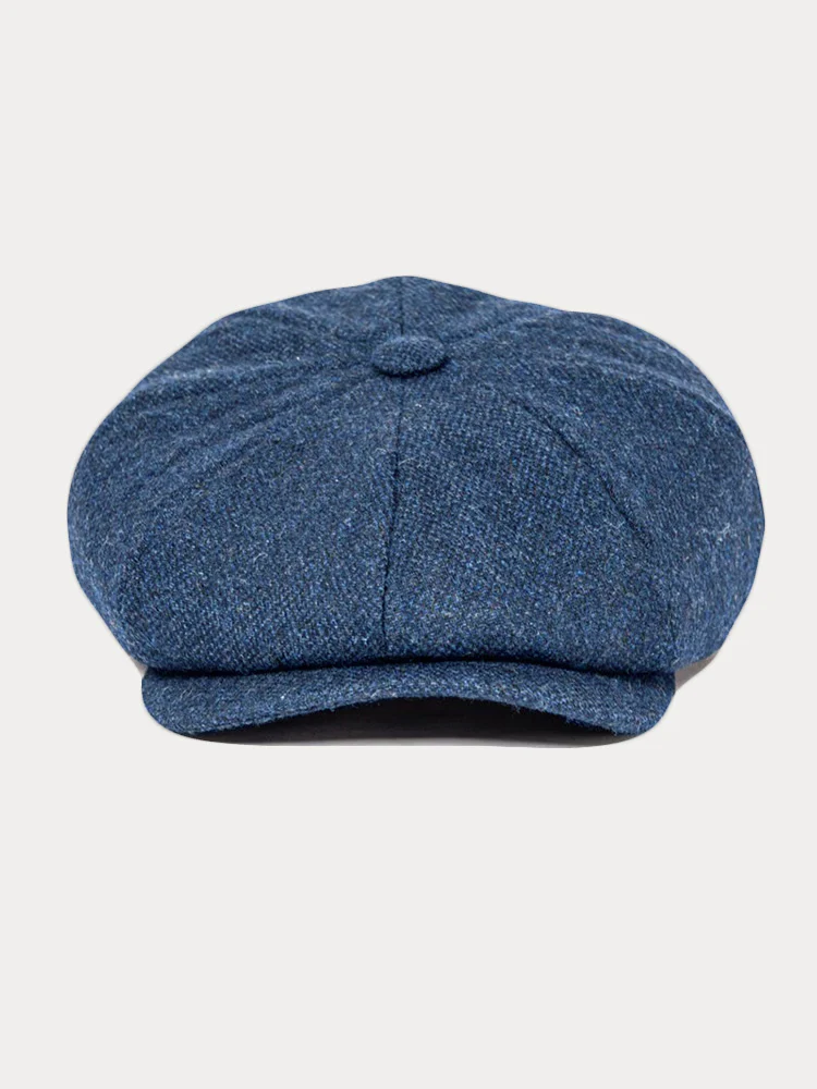 Vintage Herringbone Wool Blend Beret Hat - Image 4