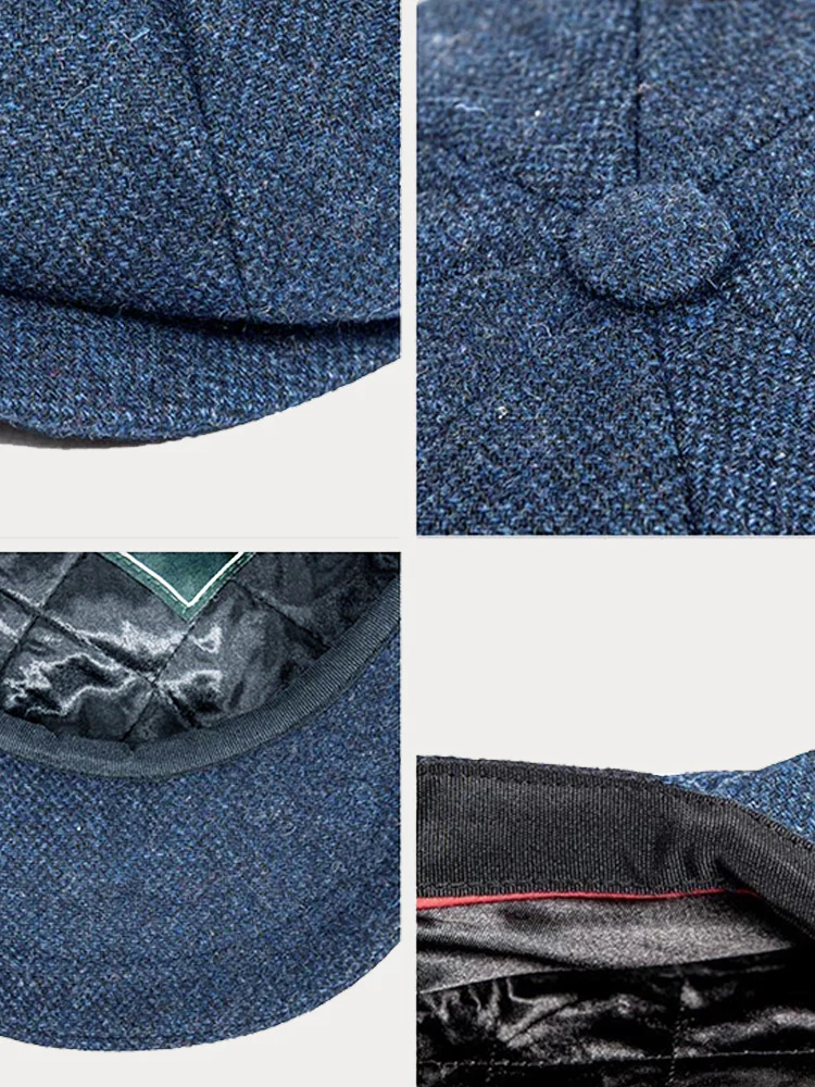 Vintage Herringbone Wool Blend Beret Hat - Image 7