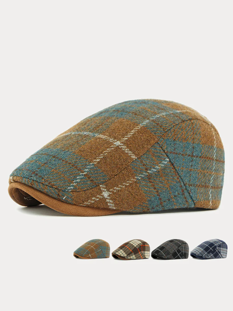 Vintage Plaid Tweed Beret Hat - Image 11