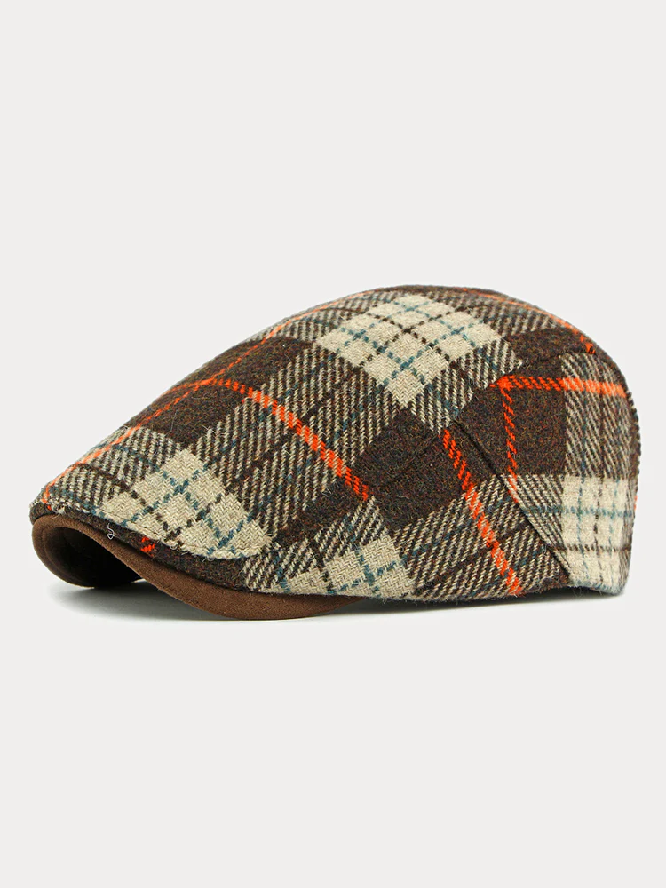 Vintage Plaid Tweed Beret Hat - Image 2