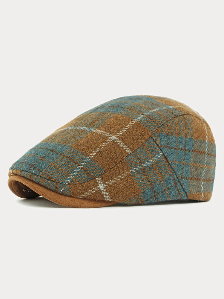 Vintage Plaid Tweed Beret Hat - Image 3