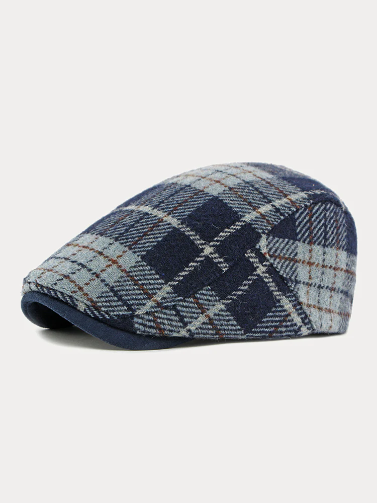 Vintage Plaid Tweed Beret Hat - Image 4