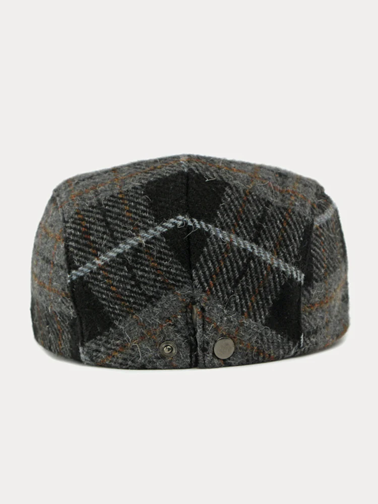 Vintage Plaid Tweed Beret Hat - Image 5