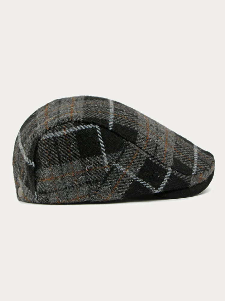 Vintage Plaid Tweed Beret Hat - Image 7
