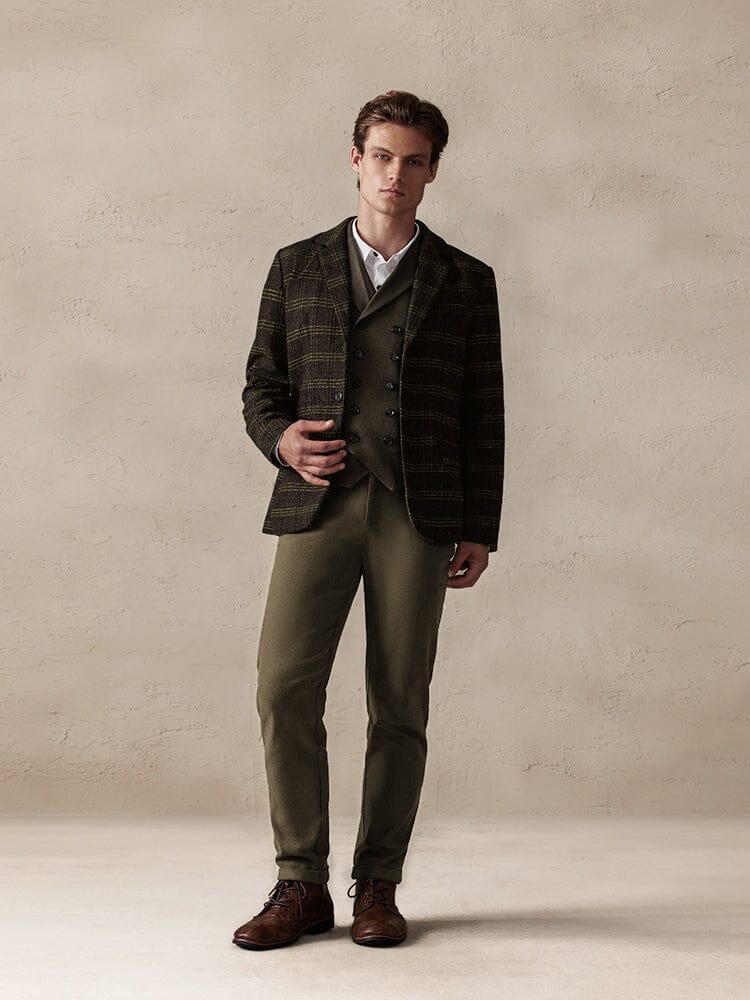 Vintage Plaid Wool Blend Blazer Jacket - Image 5