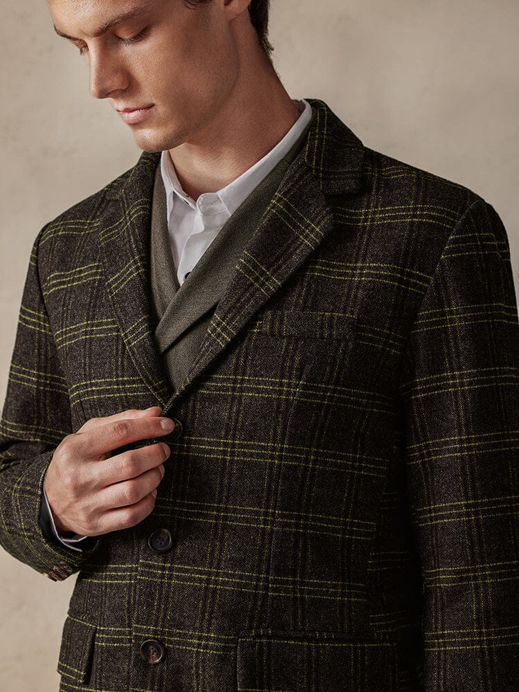 Vintage Plaid Wool Blend Blazer Jacket - Image 7