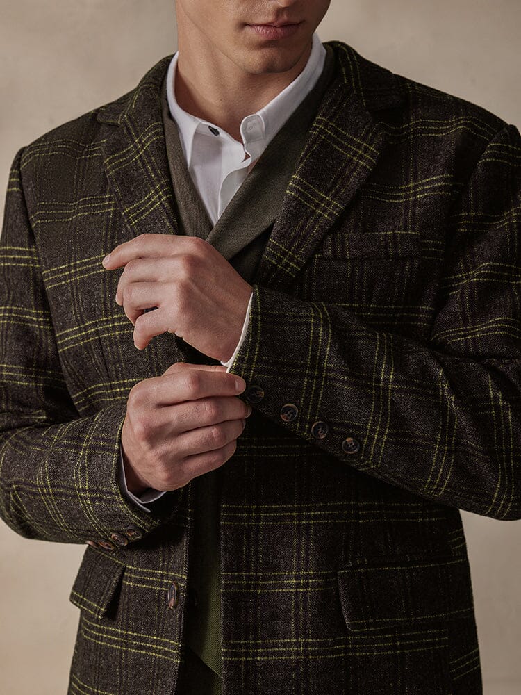Vintage Plaid Wool Blend Blazer Jacket - Image 8