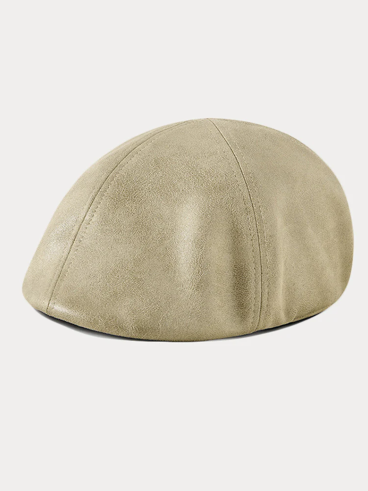 Vintage PU Leather Beret Cap - Image 2