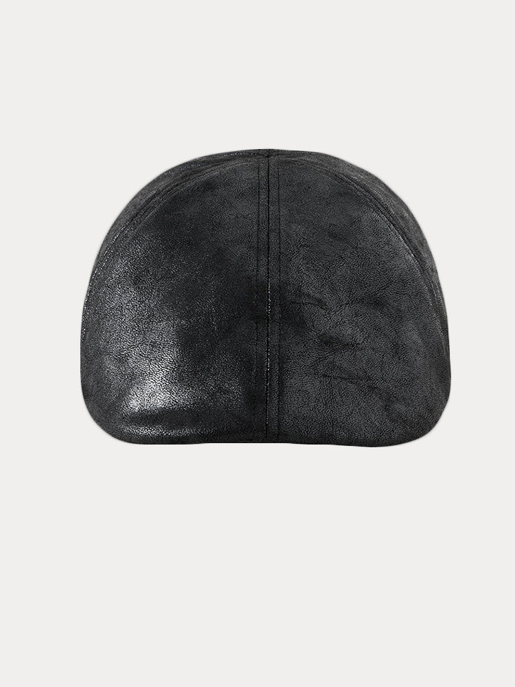 Vintage PU Leather Beret Cap - Image 4