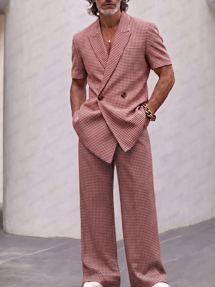 Vintage Smart Casual Plaid Matching Set - Image 2