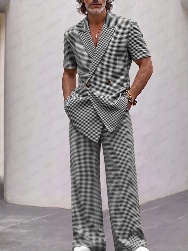 Vintage Smart Casual Plaid Matching Set - Image 3