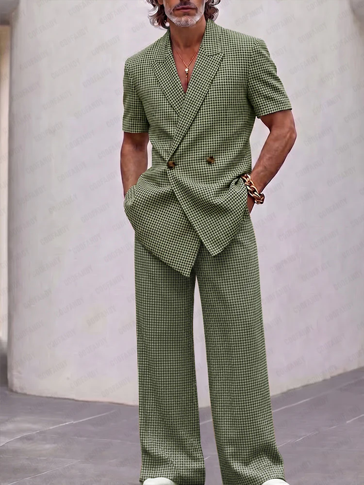 Vintage Smart Casual Plaid Matching Set - Image 5