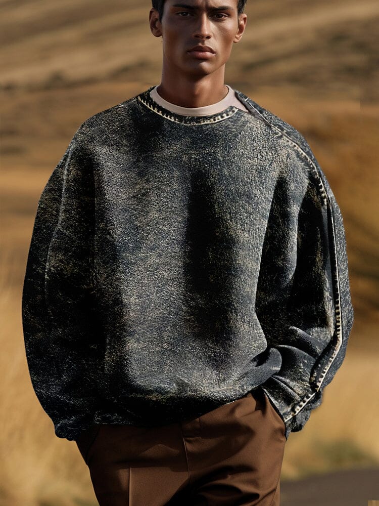 Vintage Texture Printed Tweed Sweatshirt - Image 2