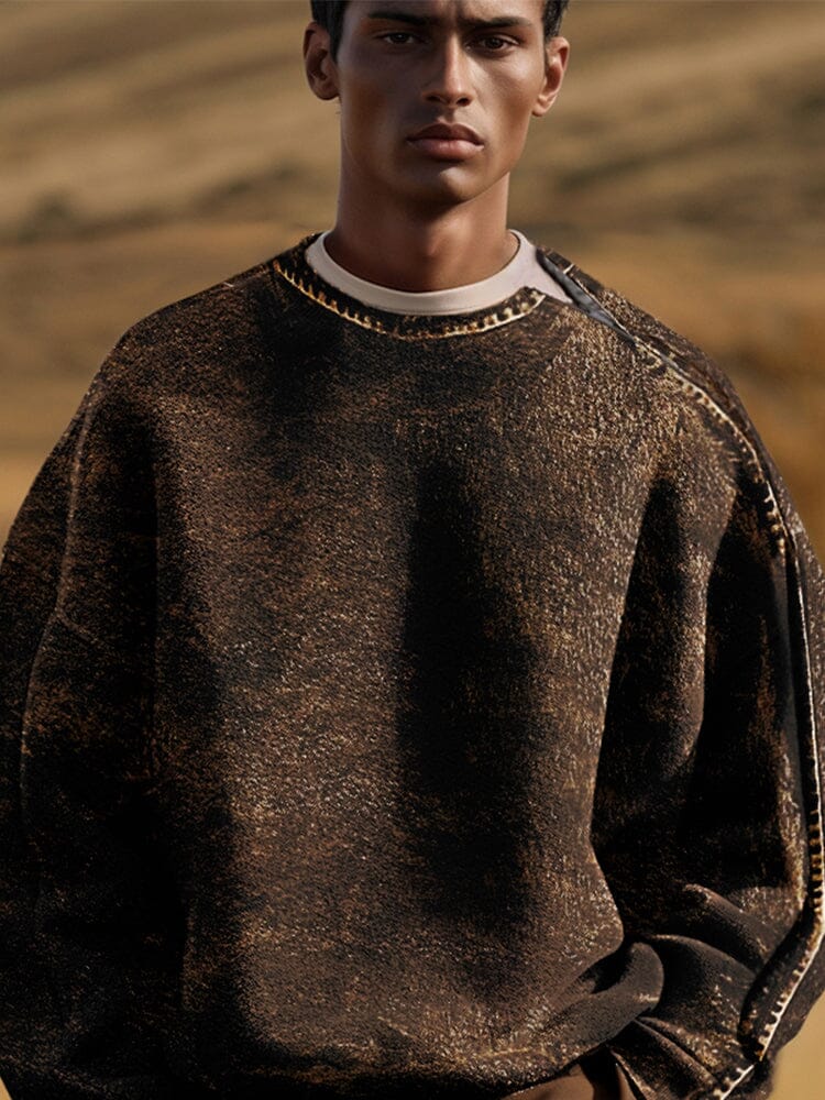 Vintage Texture Printed Tweed Sweatshirt - Image 3