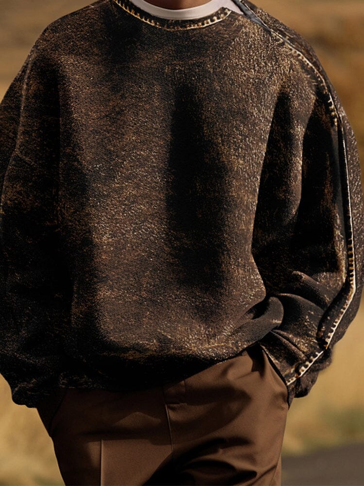 Vintage Texture Printed Tweed Sweatshirt - Image 4