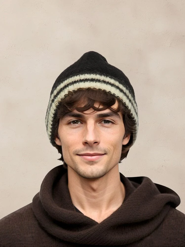 Warm Aesthetic Striped Knit Beanie - Image 3