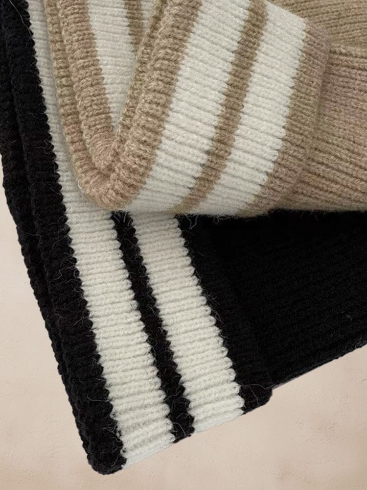 Warm Aesthetic Striped Knit Beanie - Image 6