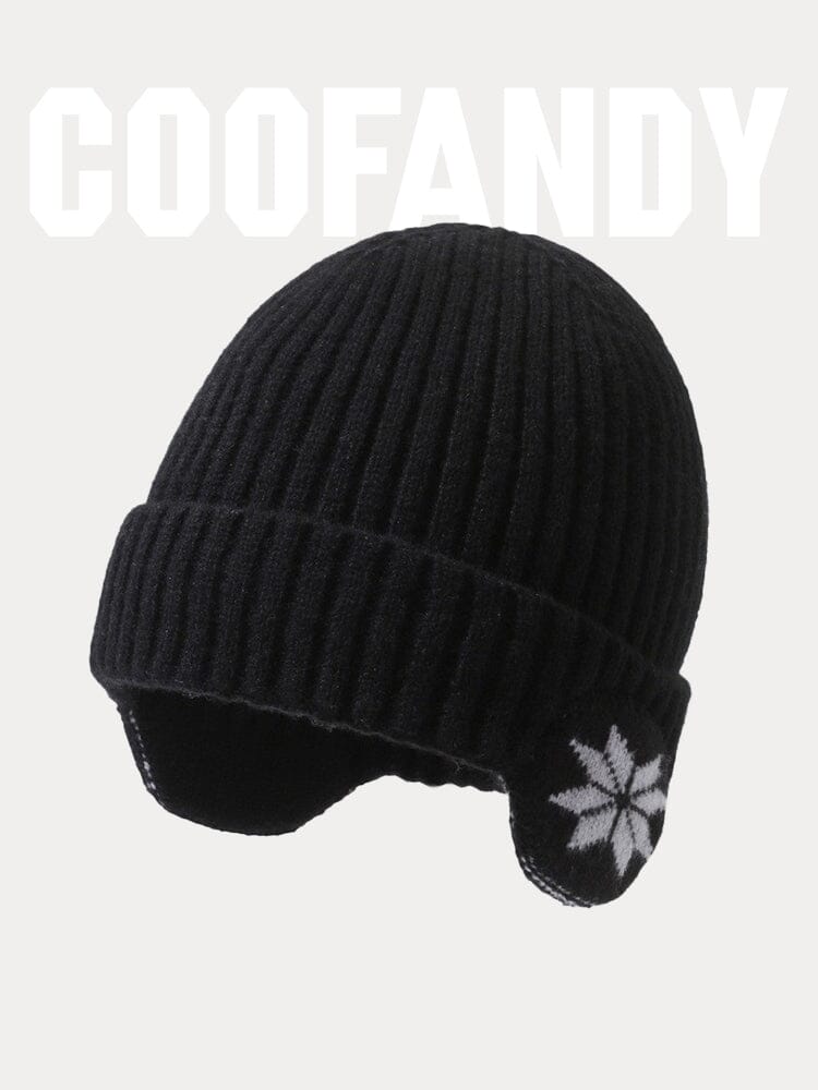 Warm Earflaps Knit Cuffed Beanie - Image 2