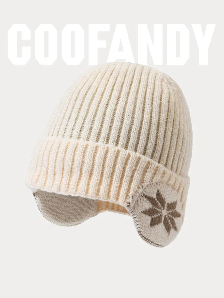 Warm Earflaps Knit Cuffed Beanie - Image 3