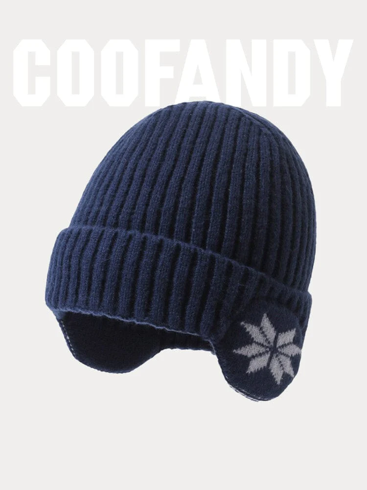 Warm Earflaps Knit Cuffed Beanie - Image 6