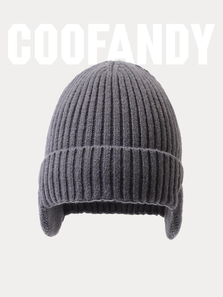 Warm Earflaps Knit Cuffed Beanie - Image 7