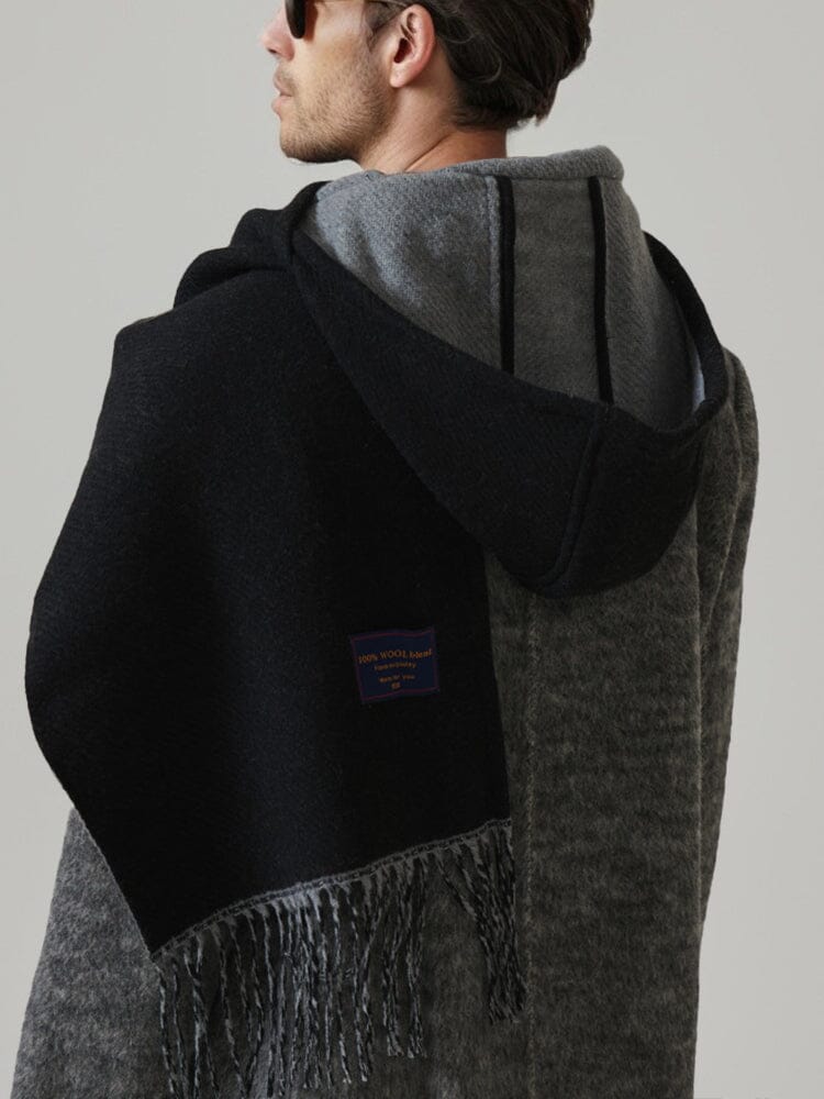 Warm Reversible Hooded Poncho Scarf - Image 5