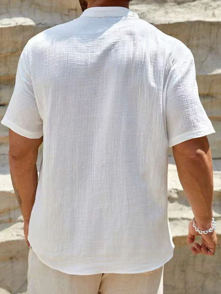 Washed Crinkle Textured Casual Beach Tee - Image 5
