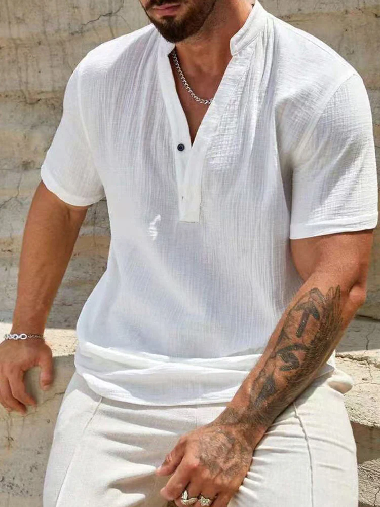 Washed Crinkle Textured Casual Beach Tee - Image 6