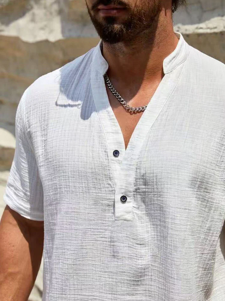 Washed Crinkle Textured Casual Beach Tee - Image 9