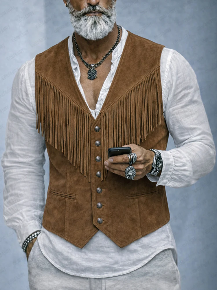 Western Cowboy Style Tassel Suede Vest