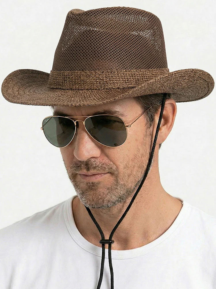 Wide Brim Straw Beach Fedora Hat - Image 2