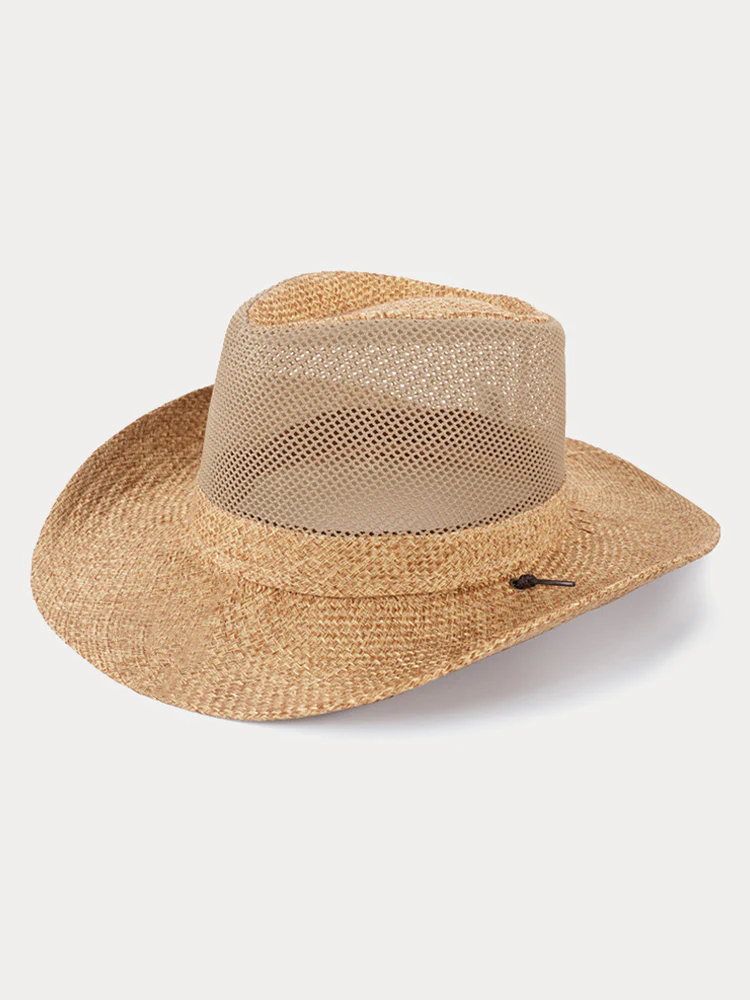 Wide Brim Straw Beach Fedora Hat - Image 3