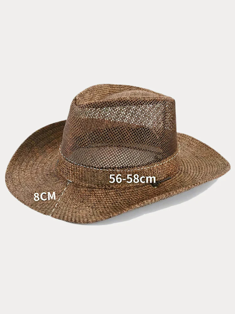 Wide Brim Straw Beach Fedora Hat - Image 4