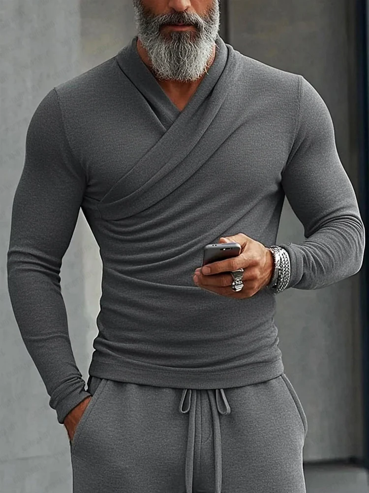 Trendy Cross Neck Long Sleeve Undershirt - Image 2
