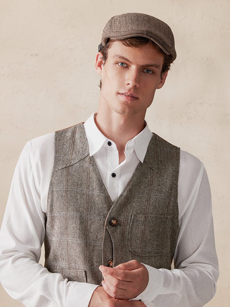 Wool Blend Tweed Newsboy Cap - Image 11